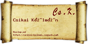Csikai Kálmán névjegykártya